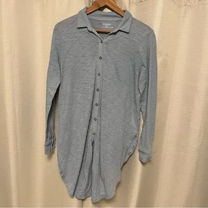 Maternity- Motherhood Maternity light blue button down tie front shirt